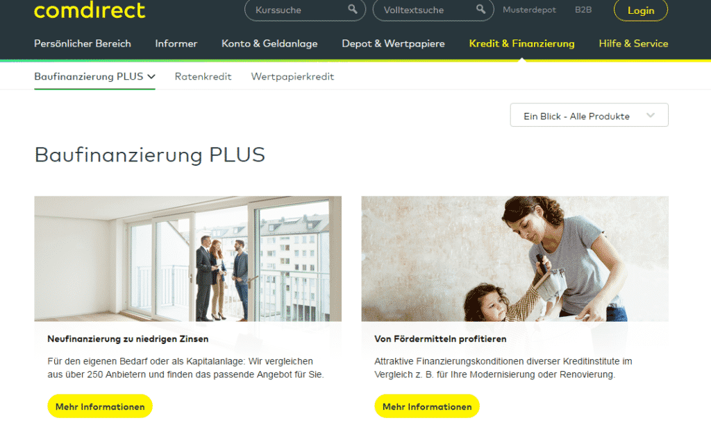 Die Webseite der comdirect