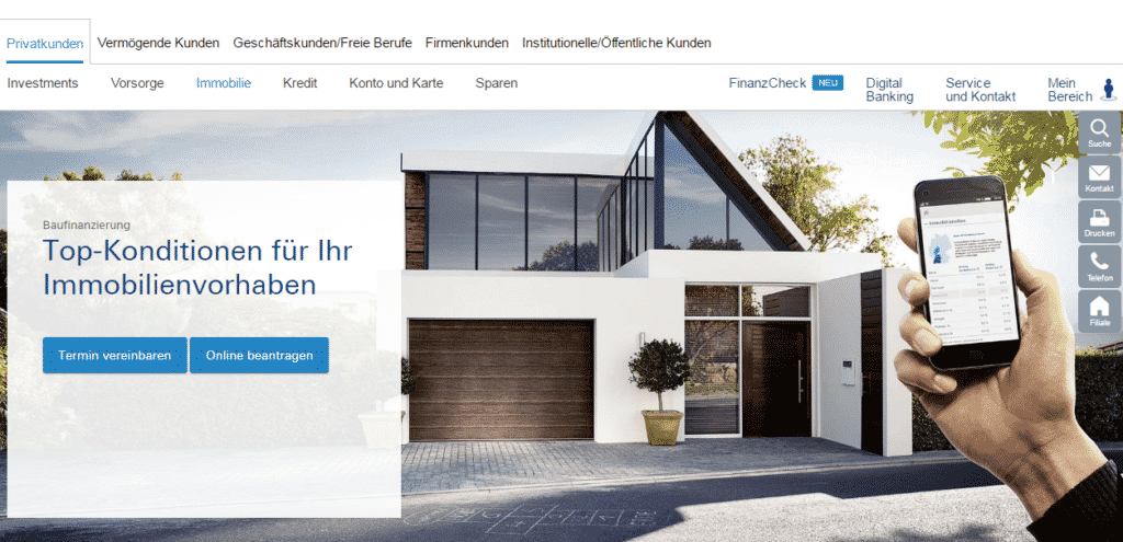 Die Webseite der Deutschen Bank