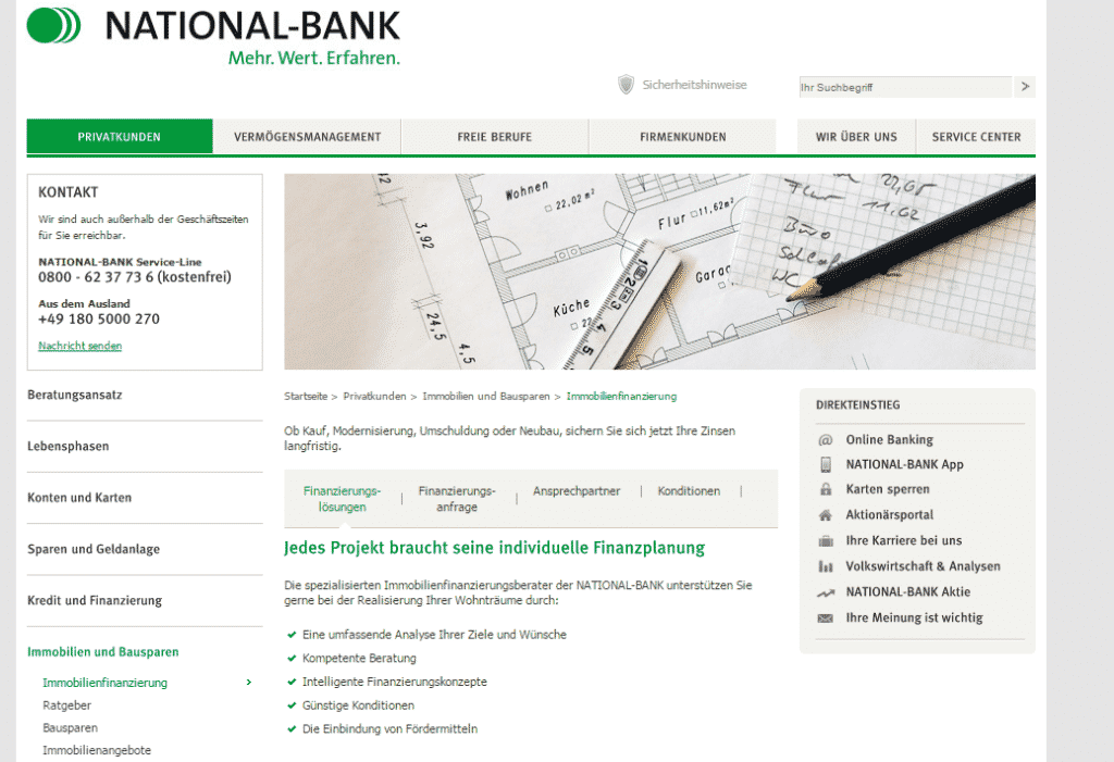 Die Webpräsenz der National-Bank