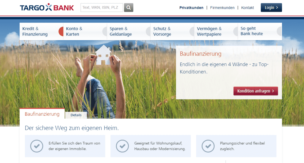 Webauftritt der Targobank